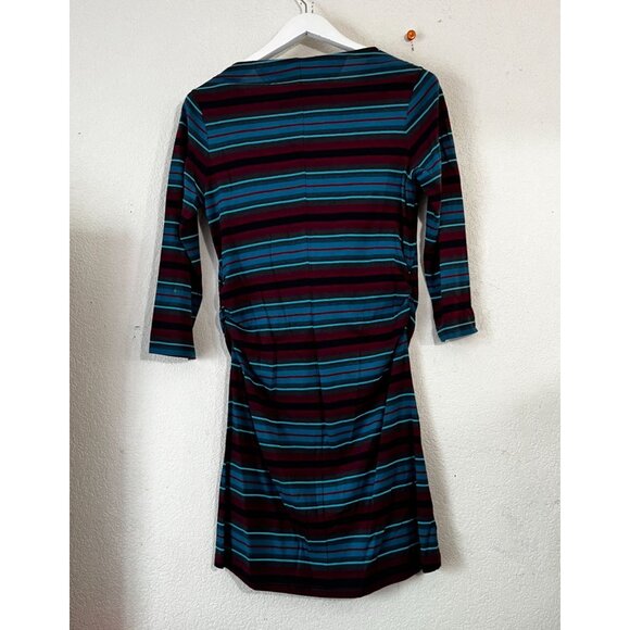 Patagonia Womens Striped 3/4 Sleeve Cowl Neck Dress Medium Organic Cotton Blend - Picture 4 of 9